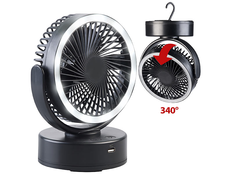 Sichler Haushaltsgeräte 3in1-Akku-Camping-Ventilator