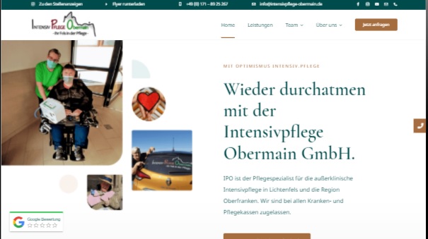 Neue Website von IntensivPflege Obermain GmbH online