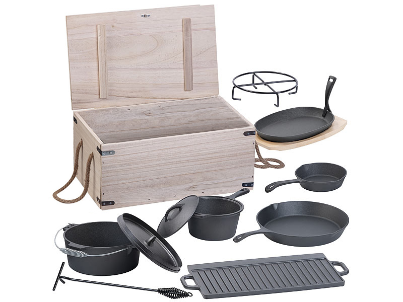 Semptec Urban Survival Technology 9-teiliges Gusseisen-Dutch-Oven-Set