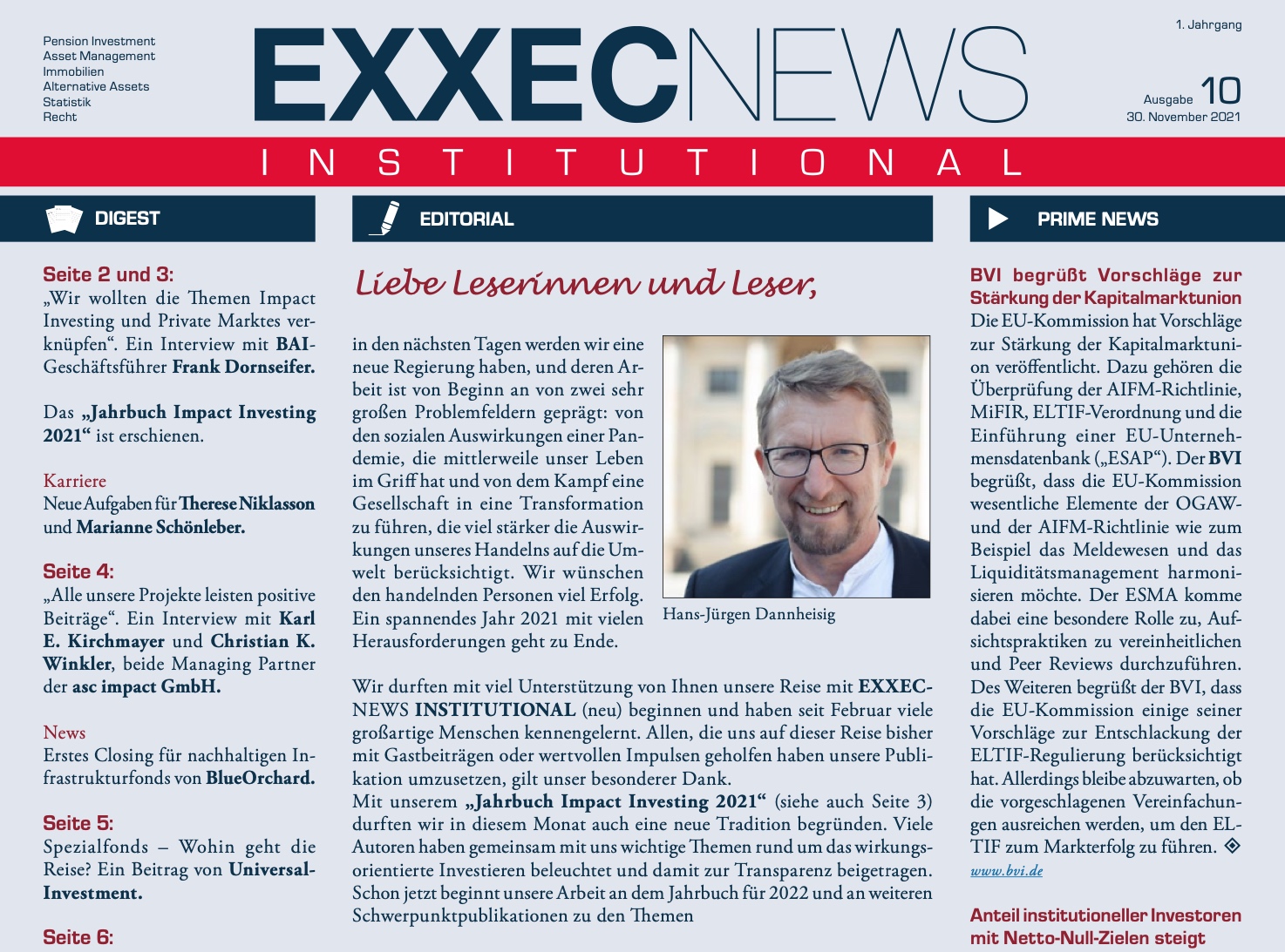 EXXECNEWS Institutional: Aktuelle Ausgabe 10/2021 erschienen