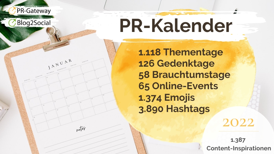 Der PR-Kalender 2022 – 1.387 Ideen für die PR-Arbeit