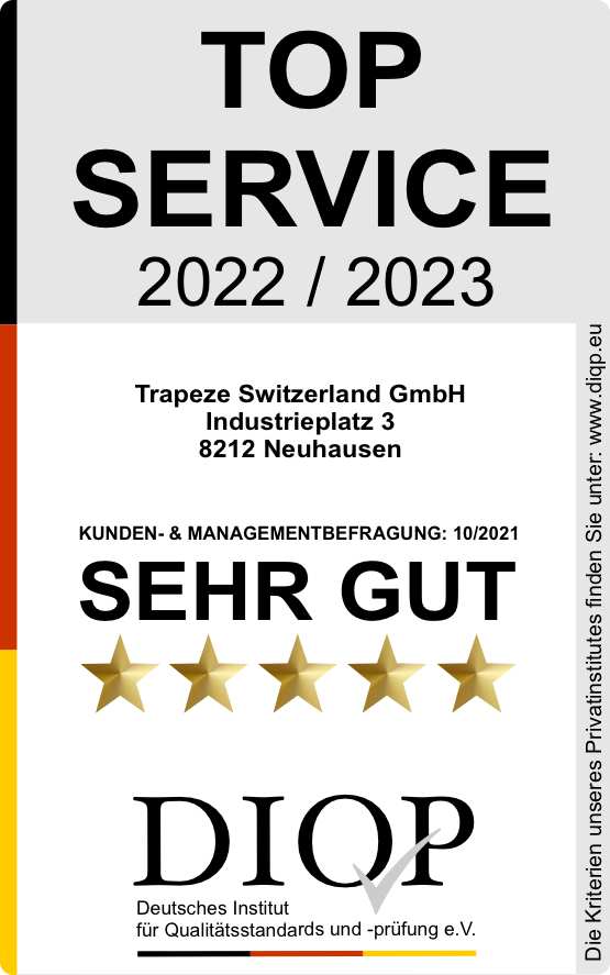 Top Service Auszeichnung für die Trapeze Switzerland GmbH