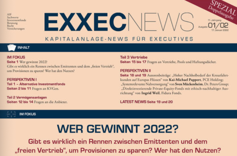 Kapitalanlagezeitung EXXECNEWS: Sachwert-Investments im Höhenflug