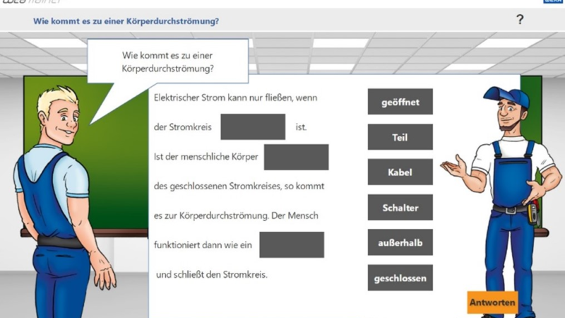 DGUV-zertifiziert: E-Learning-Kurs für Azubis „Gefahren und Wirkungen von Strom“