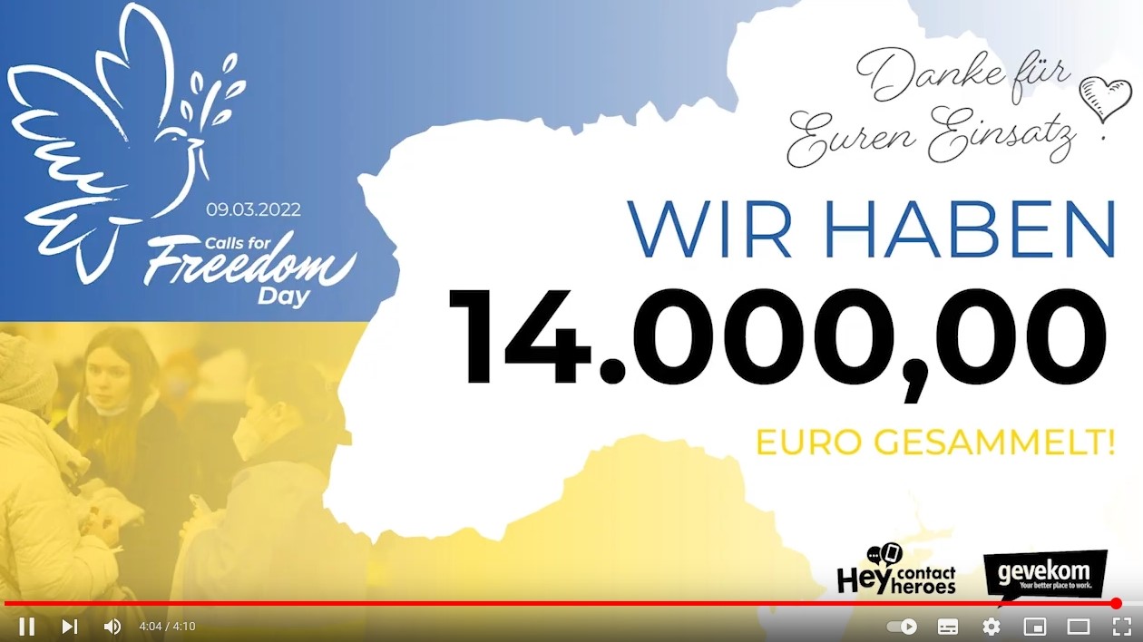 14.000 Euro von gevekom und hey contact heroes für die Ukraine