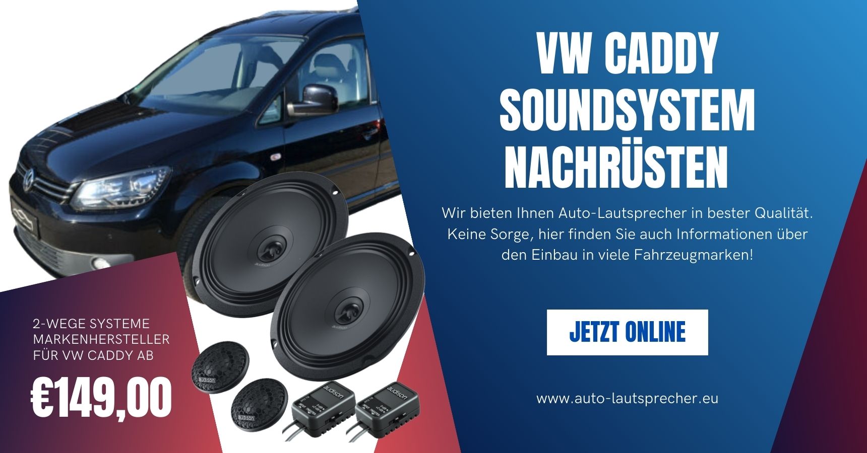 VW Caddy Soundsystem nachrüsten von auto-lautsprecher.eu