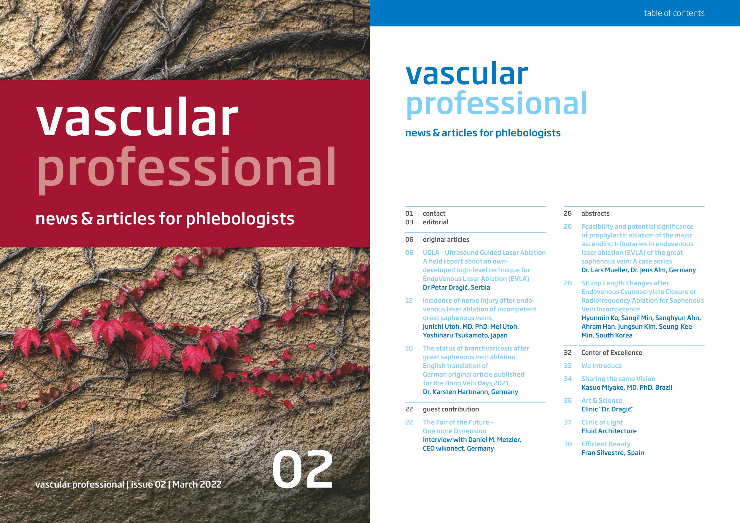 Specialist magazine vascular professional Vol.II presents field reports from high professionals on modern vein therapy