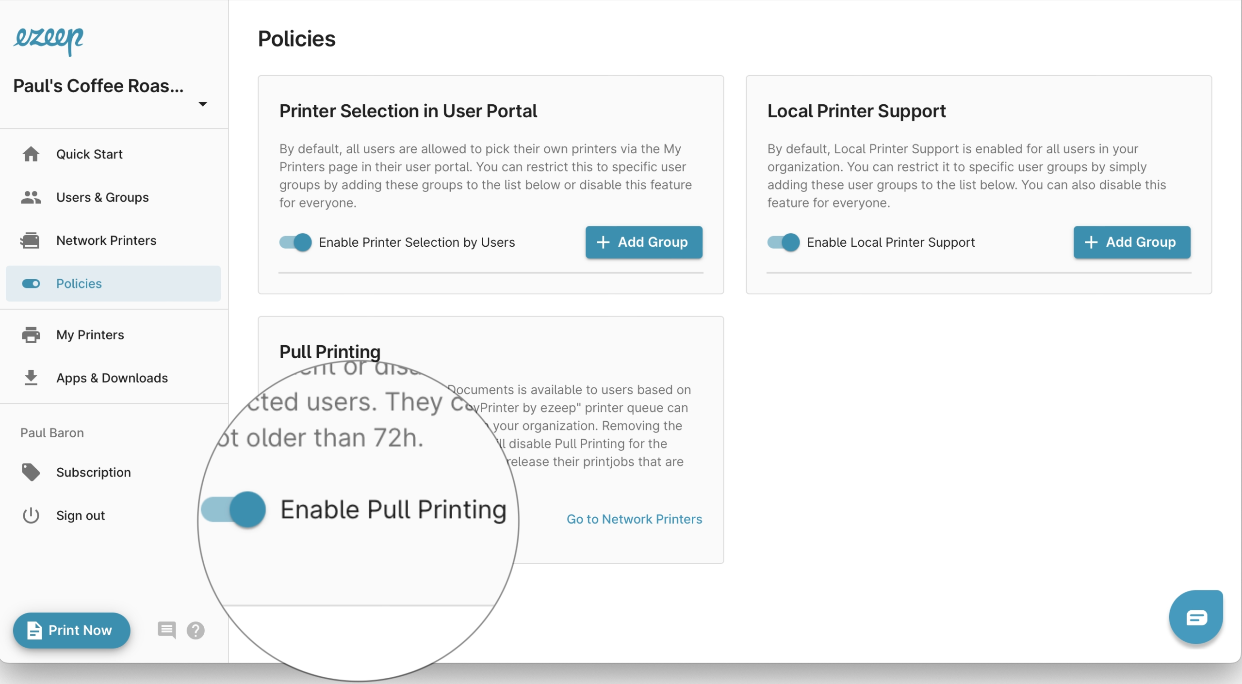 Sicheres Pull Printing per Checkbox aktivieren