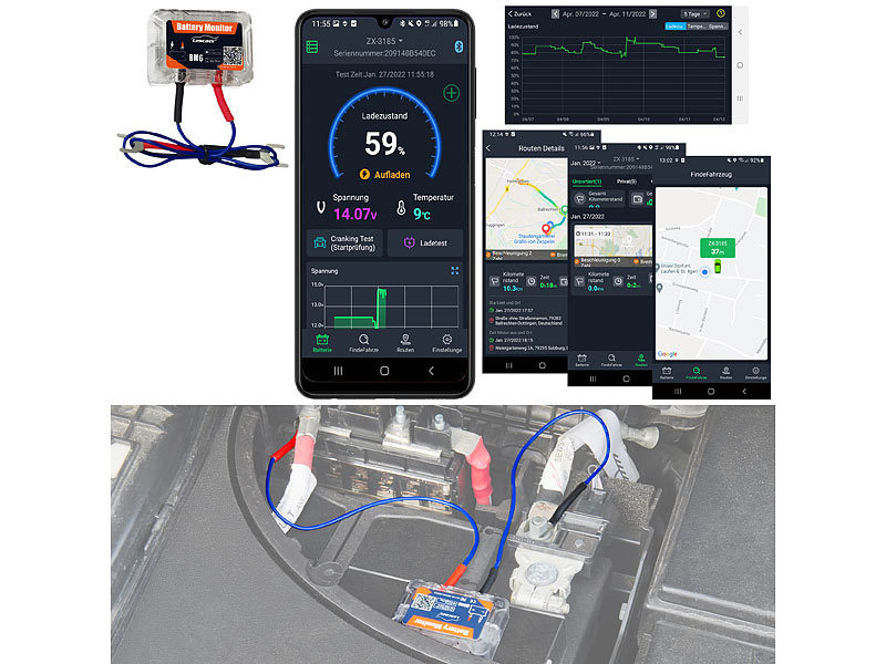 Lescars Kfz-Batterie-Wächter mit Standort-Suche