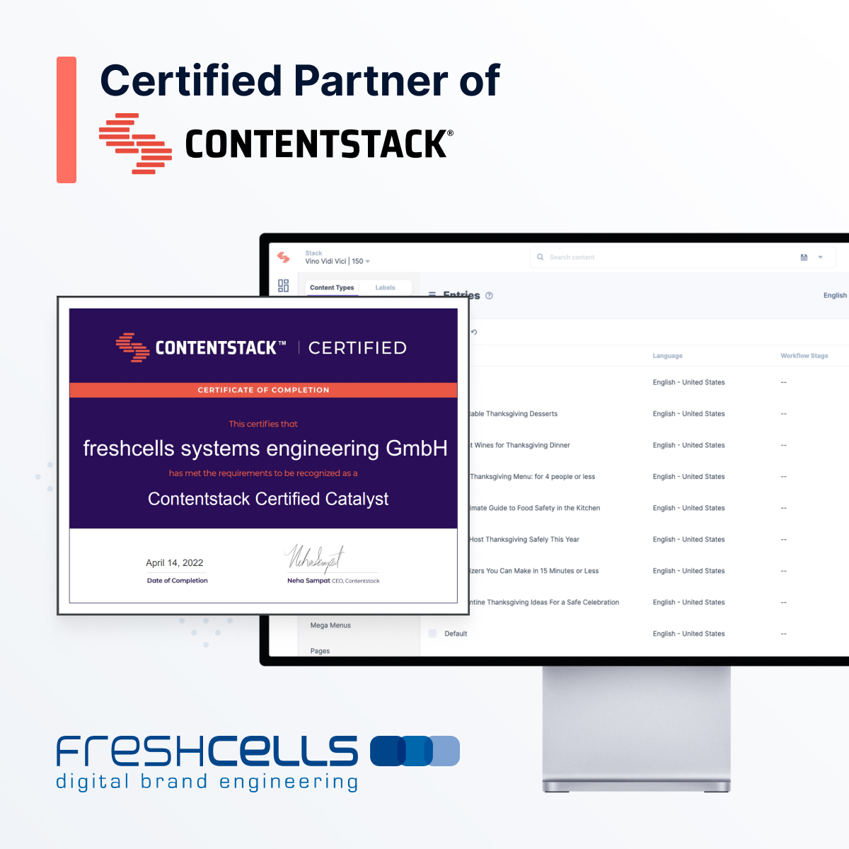 freshcells und Headless-CMS-Anbieter Contentstack bauen Partnerschaft aus