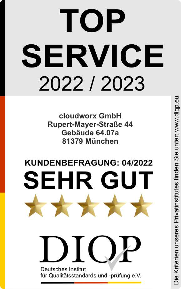 Cloudworx mit „Top Service“ Qualitätssiegel ausgezeichnet