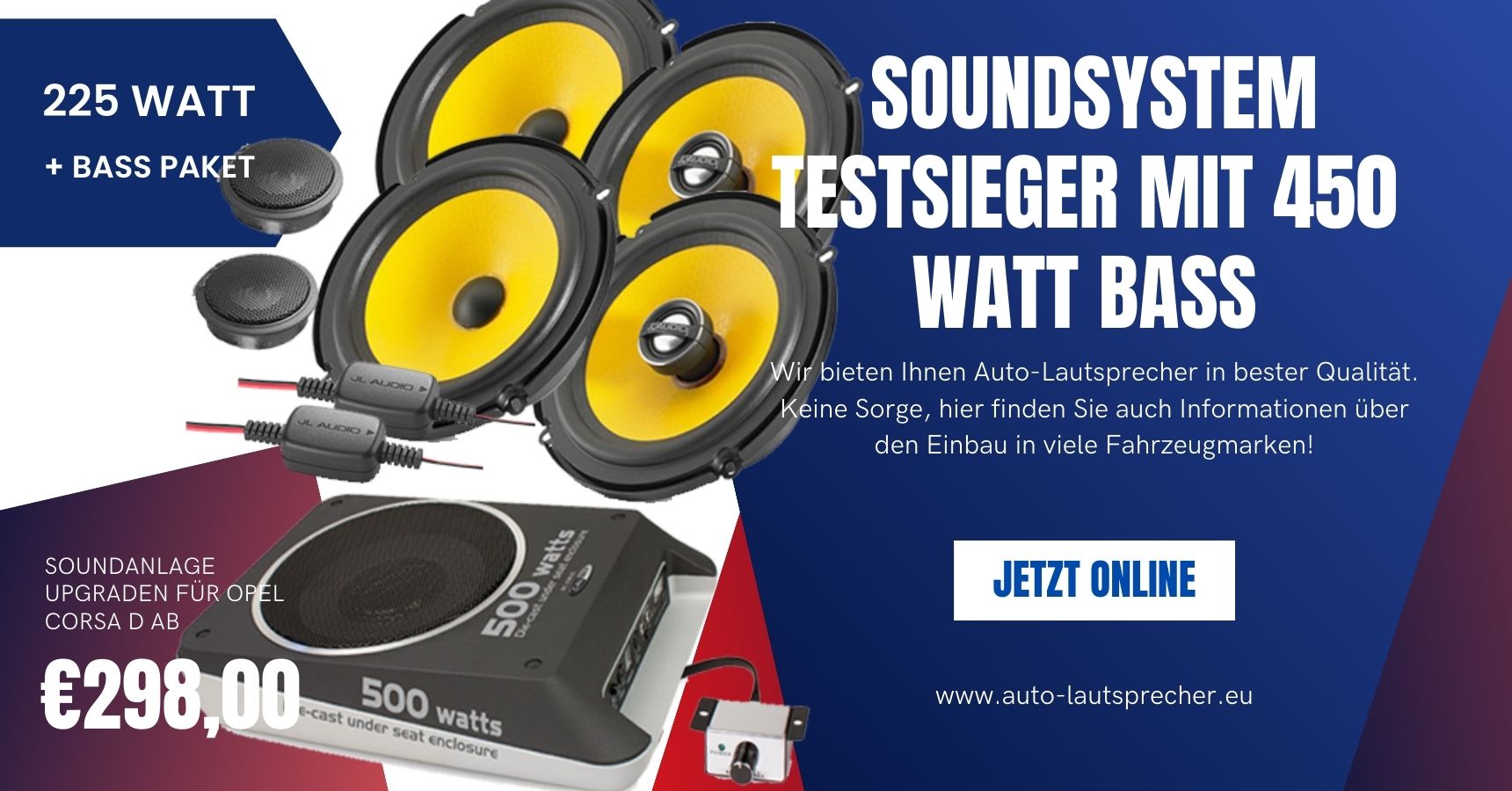 Opel Corsa D Soundsystem Testsieger mit 450 Watt Bass