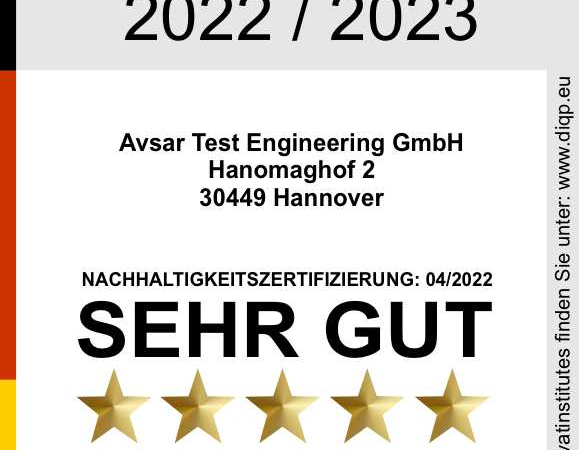 AVSAR Test Engineering GmbH in Hannover als nachhaltiges Unternehmen ausgezeichnet