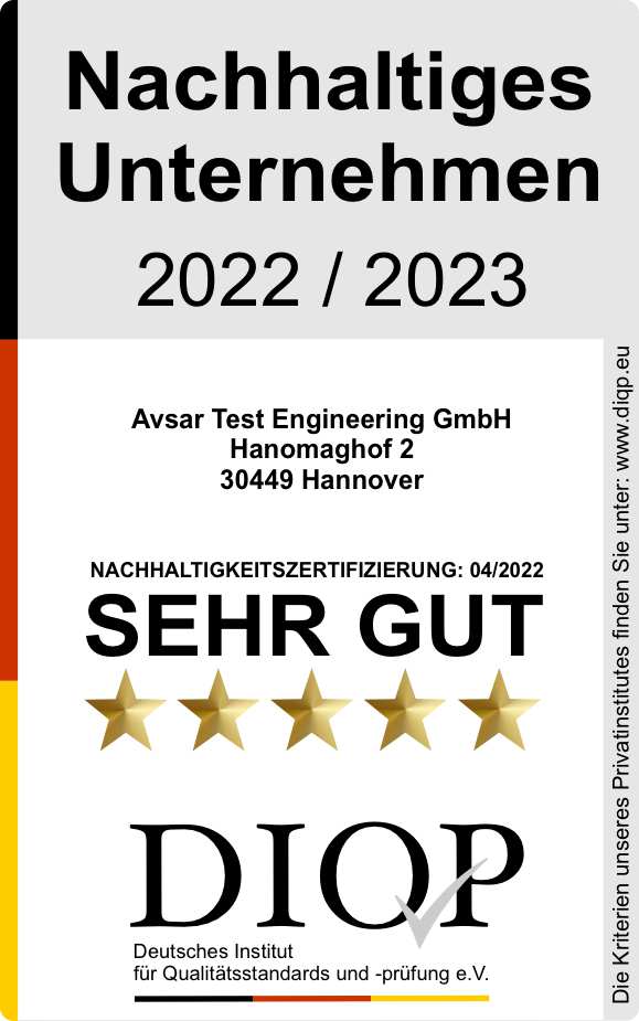 AVSAR Test Engineering GmbH in Hannover als nachhaltiges Unternehmen ausgezeichnet