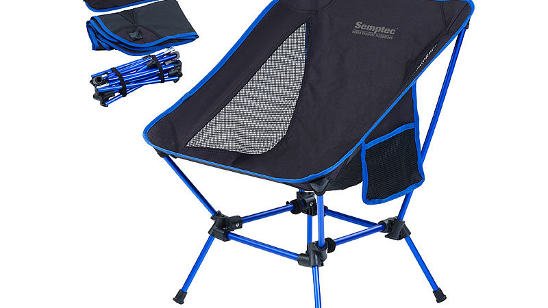 Semptec Klappbarer Campingstuhl, 2 Sitzhöhen, bis 120 kg