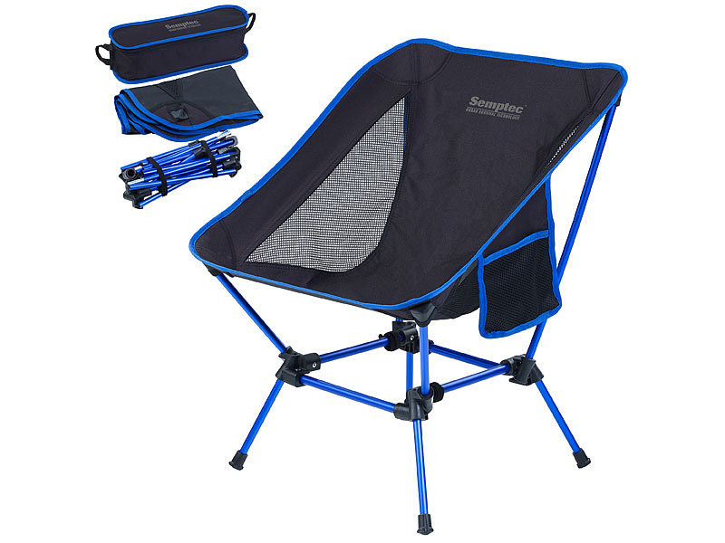 Semptec Klappbarer Campingstuhl, 2 Sitzhöhen, bis 120 kg