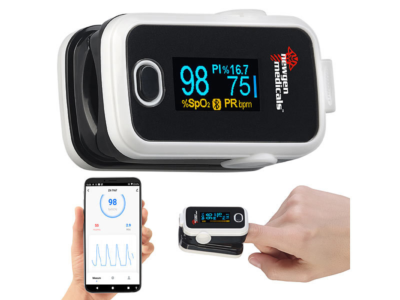 newgen medicals Medizinischer Finger-Pulsoximeter mit OLED-Farbdisplay