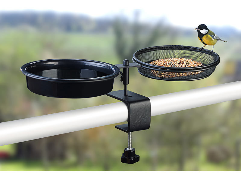 Royal Gardineer 2in1-Vogeltränke und Futterstation mit Klemmhalterung