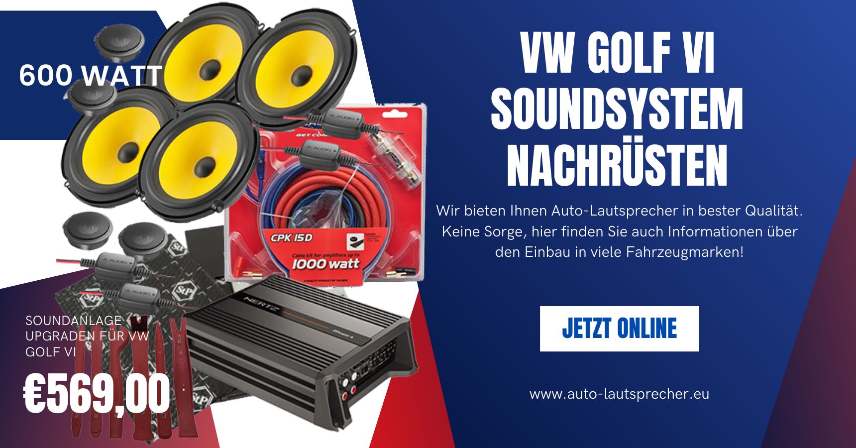 VW Golf VI Soundsystem nachrüsten 600 Watt Power Paket