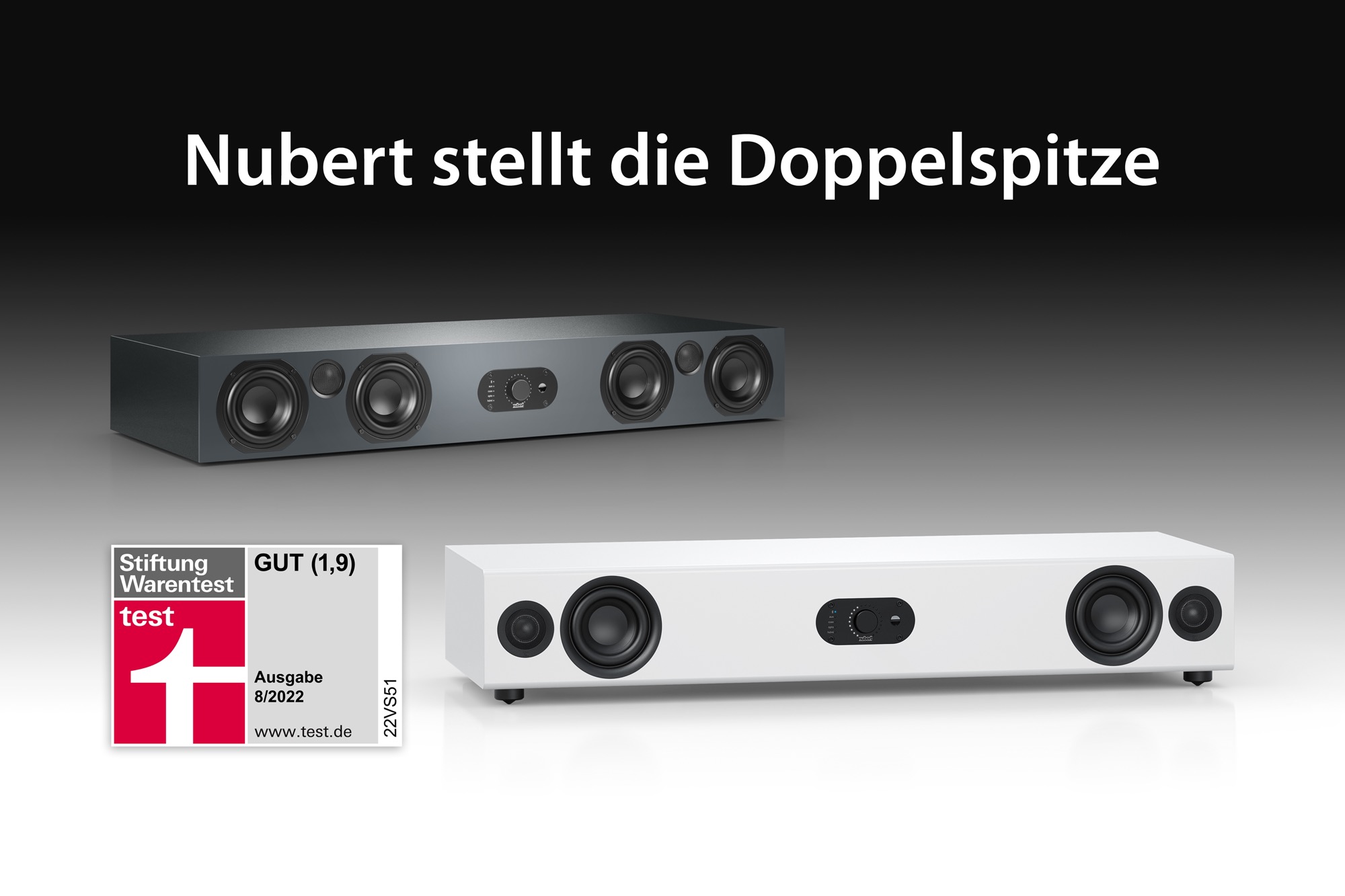 Nubert überzeugt Stiftung Warentest: Platz 1 und 2 für nuPro AS-3500 und nuBoxx AS-425 max in der Kategorie   „Soundbars (einteilig)“