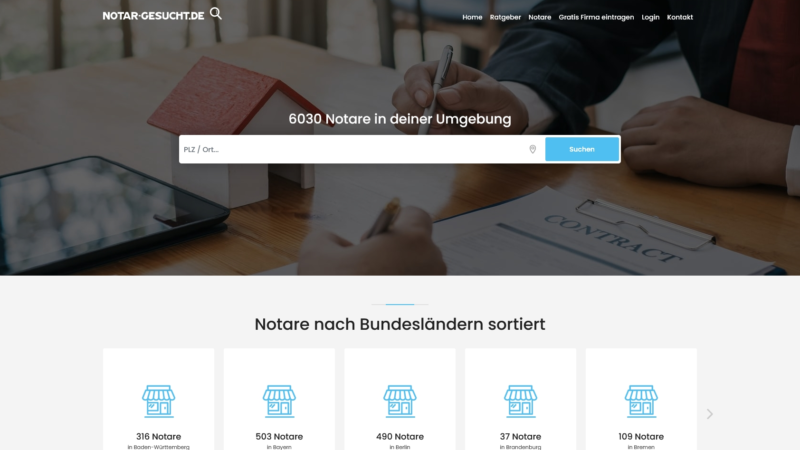 Notar-Gesucht.de – Das Onlineportal für die Suche nach dem passenden Notar