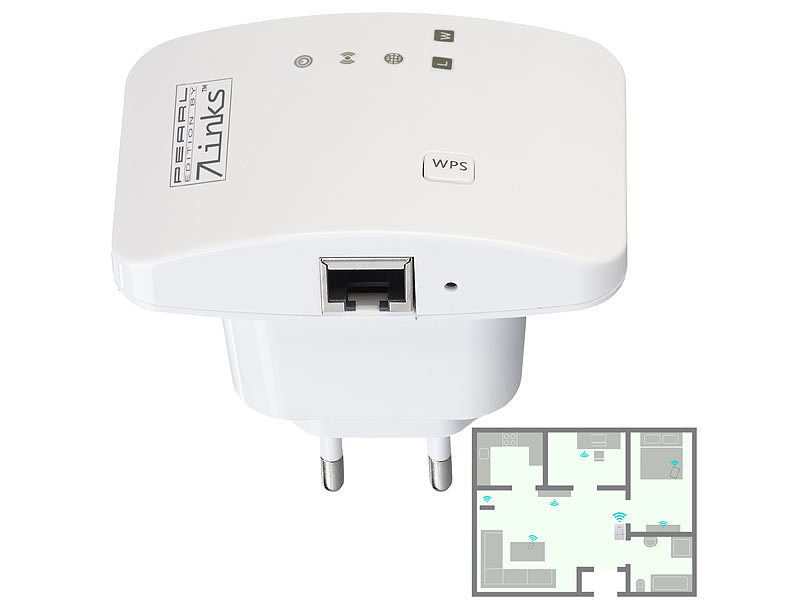 7links Mini-WLAN-Repeater WLR-310.sm mit WPS-Taste