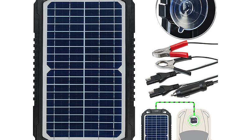 revolt Solar-Ladegerät für Auto-Batterien, Pkw, Wohnmobil