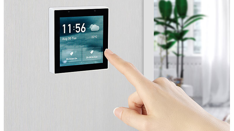 Luminea Home Control Einbau-Smarthome-Zentrale, 4″/10,2cm Touchscreen