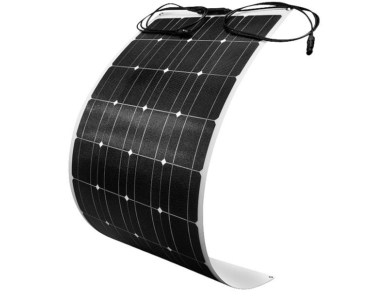 revolt Flexibles monokristallines Solarmodul mit Anschlusskabel, 100 Watt