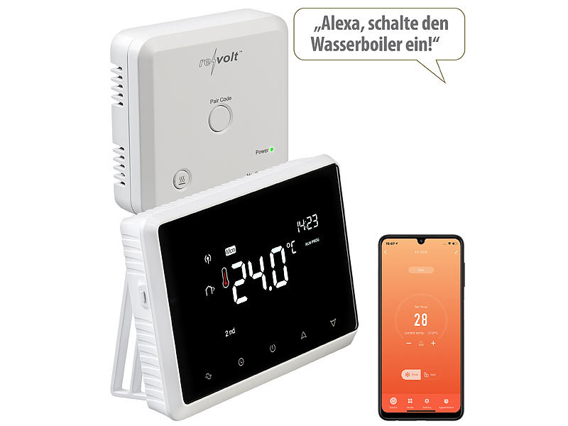 revolt Funk-Thermostat mit WLAN und App für Gastherme und Wasserboiler