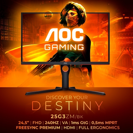 AGON by AOC präsentiert farb- und kontraststarken 240 Hz Monitor mit 24,5″ für E-Sportler und ambitionierte Gamer