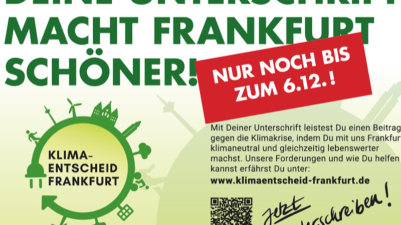 Bürgerinitiative Klimaentscheid Frankfurt plant Endspurt