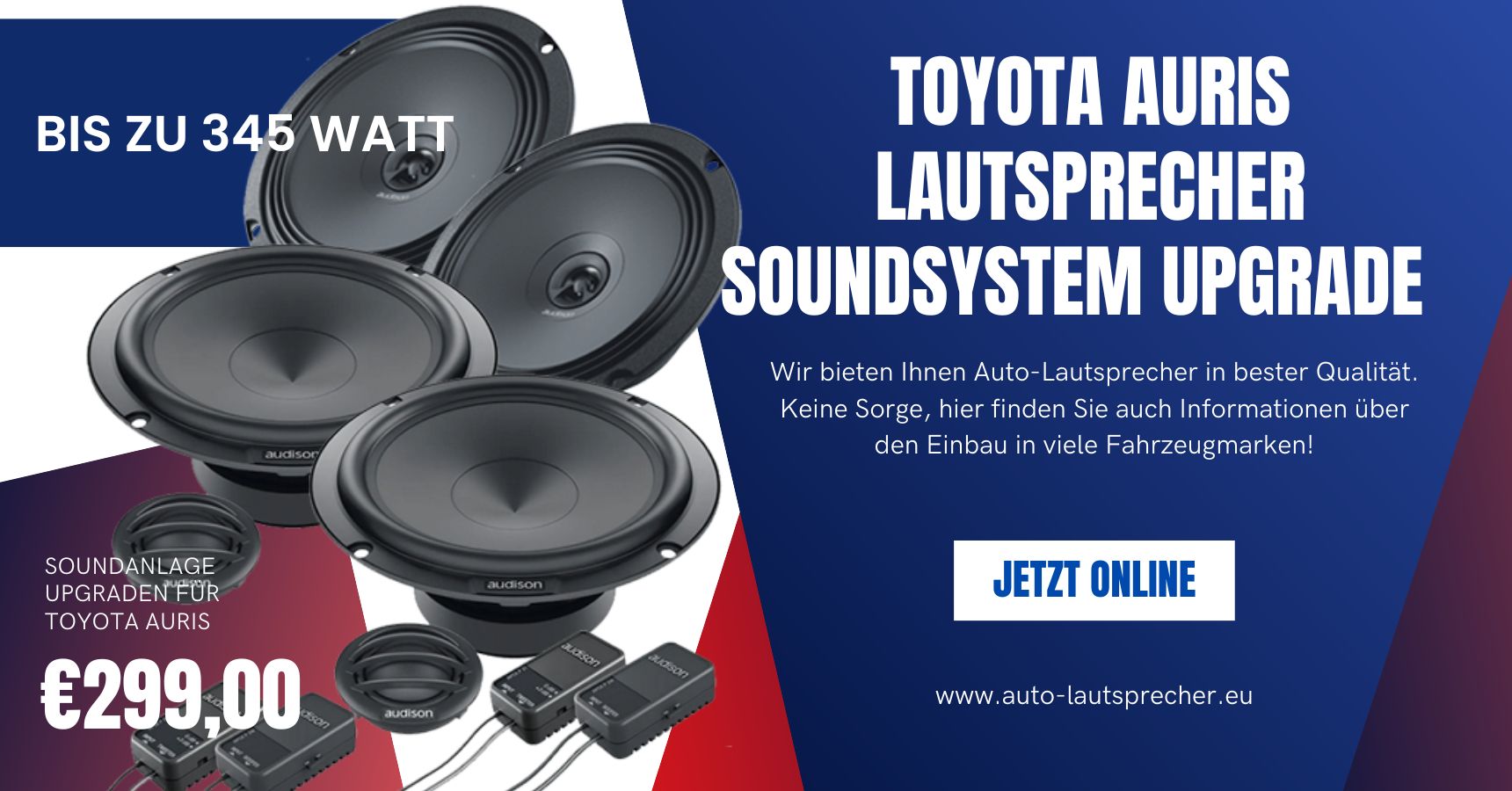 Toyota Auris Lautsprecher Soundsystem Upgrade 345 Watt