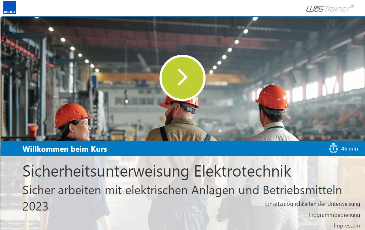 Sicherheitsunterweisung Elektrotechnik 2023