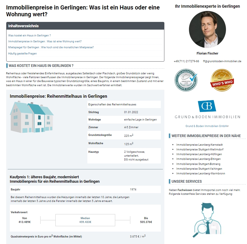 Die neuen, präzisen Immobilienpreisspiegel auf Immoportal.com