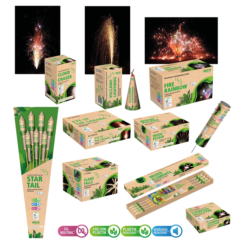 Weltneuheit NICO Green Line®: Ökologischeres Feuerwerk in exklusivem Design – Erstmalig nachhaltigeres Feuerwerk im Handel