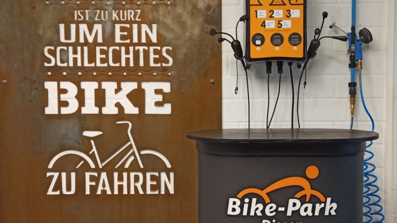 Professionelle E-Bike Ladestation im Bikepark Dissen