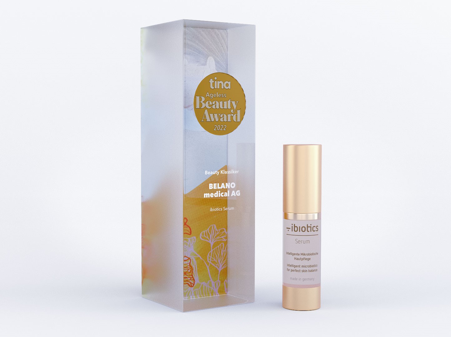 Beauty Award in Gold für Hautpflege ibiotics von BELANO medical