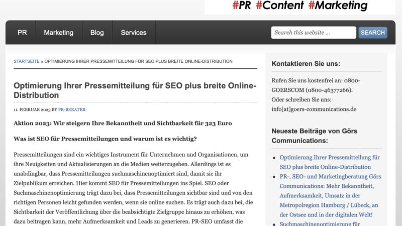 Optimierung Ihrer Pressemitteilung für SEO plus breite Online-Distribution