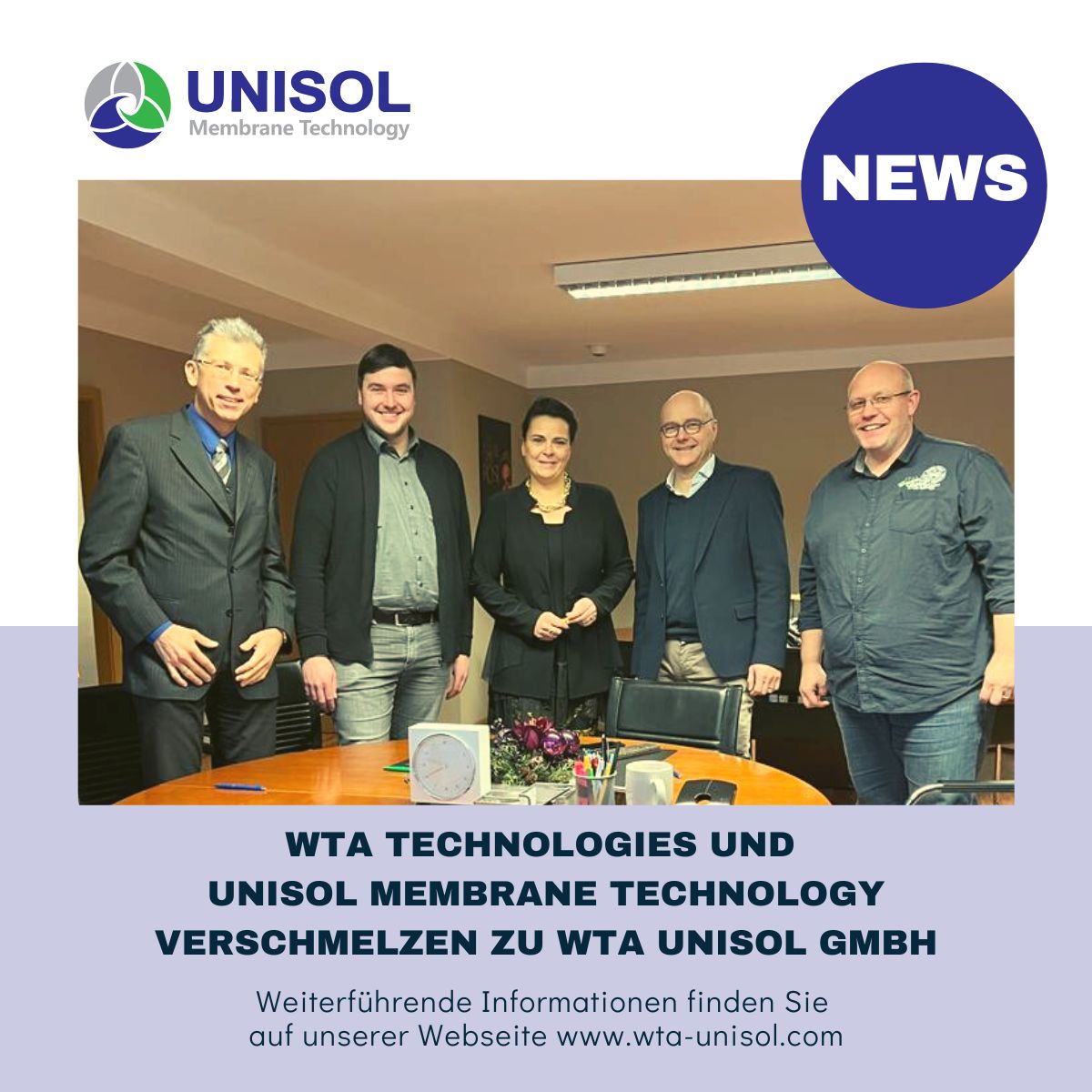 WTA Technologies fusioniert mit UNISOL Membrane Technology