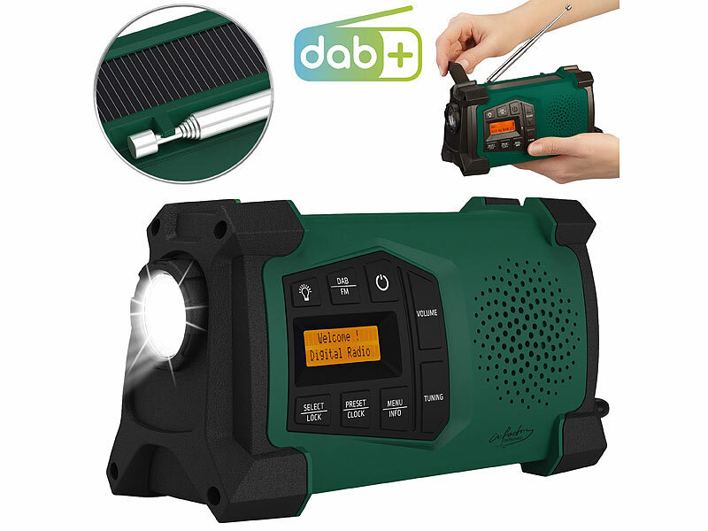 infactory Mobiles DAB+ Digital-Kurbelradio SOL-1545