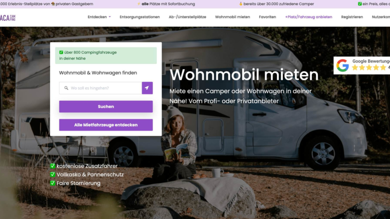 Private Wohnmobile & Wohnwagen vermieten & mieten – nun mit AlpacaCamping möglich