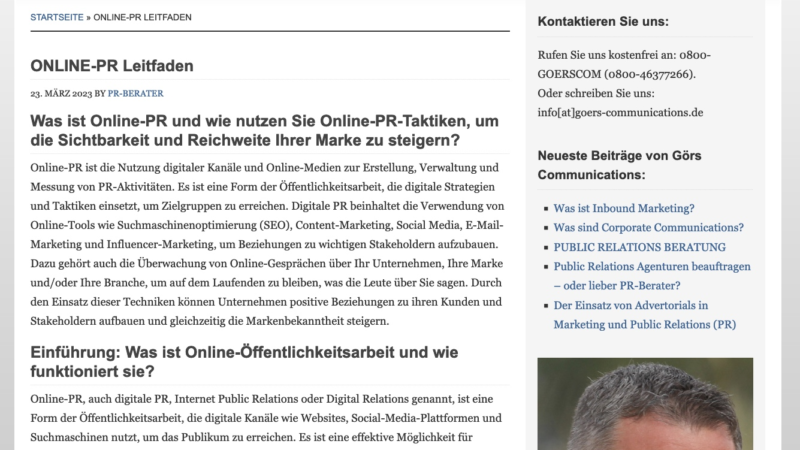 ONLINE-PR Leitfaden der PR-SEO Beratung Görs Communications