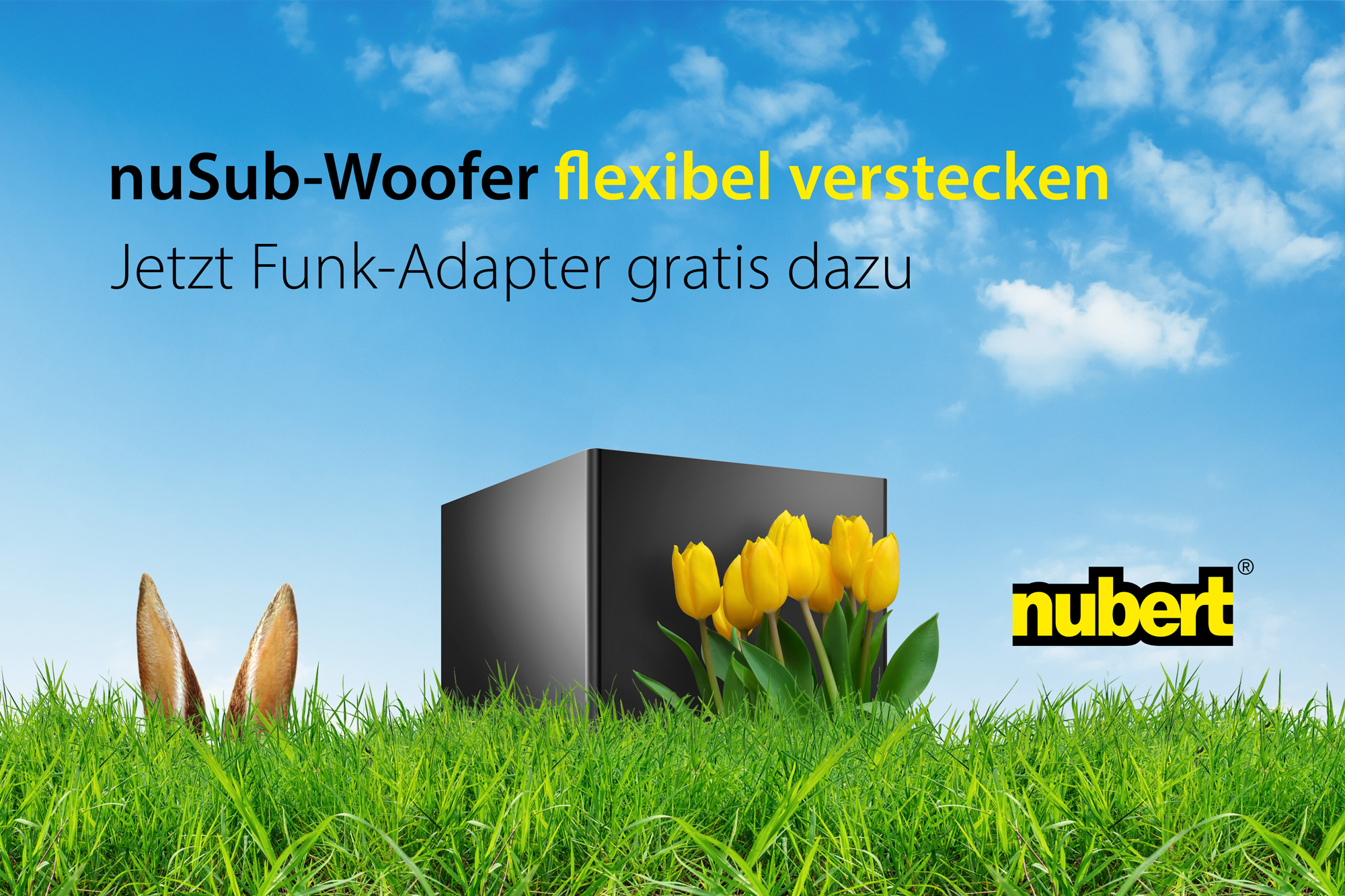 Nubert Frühjahrsaktion: nuSub Woofer flexibel verstecken – Funkadapter gratis im Osternest