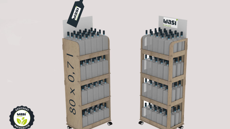 Wasi Displays: Holz-Displays in Leichtbauweise für Getränke