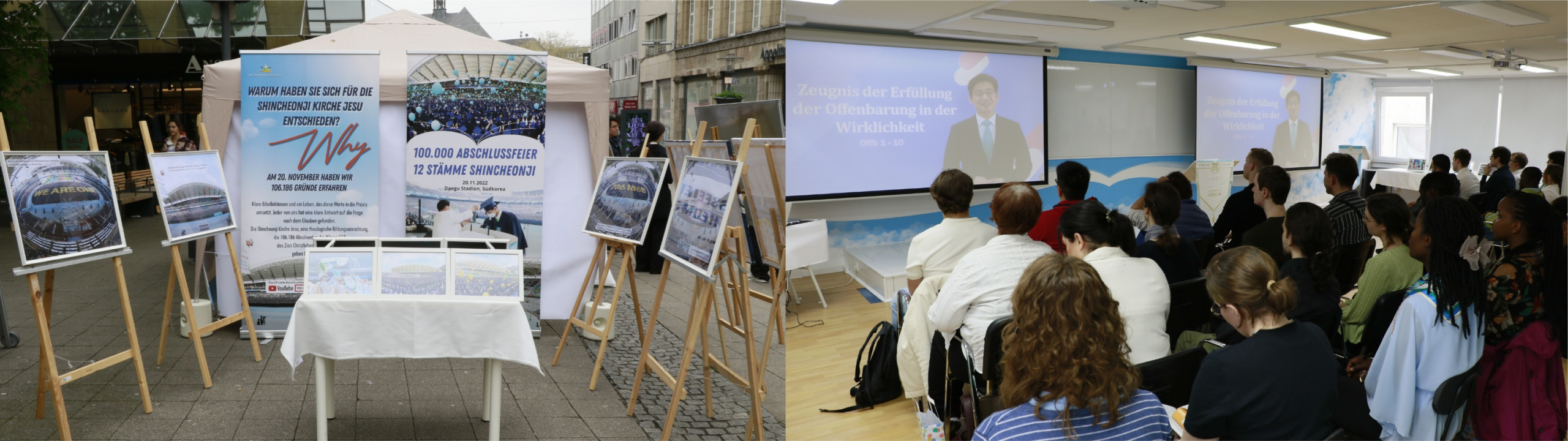 Seminar und Informationsstand zum Kennenlernen der Shincheonji-Kirche Jesu in Essen