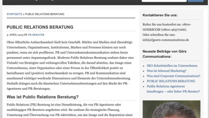 Public Relations Beratung und PR-Optimierung