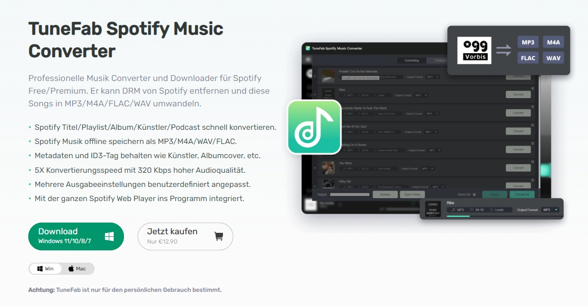 Die neueste Version von TuneFab Spotify Music Converter: 30 Tage kostenlos