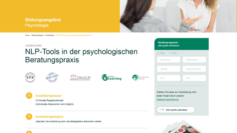 Vielseitig einsetzbarer neuer BTB-Lehrgang „NLP-Tools in der psychologischen Beratungspraxis“