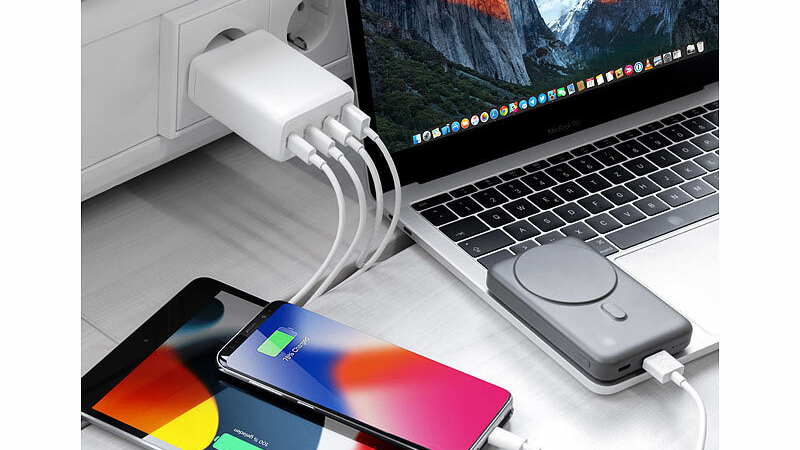 revolt 120-Watt-USB-C-Netzteil mit 4 Ports, GaN-Technologie